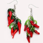 cute red chilli cluster earrings